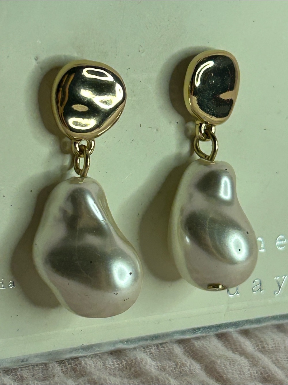 Baroque Pearl Drop Earrings Gold Tone Silver Collection